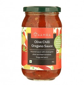 Aamra Olive Chilli Oregano Sauce   Glass Jar  365 grams